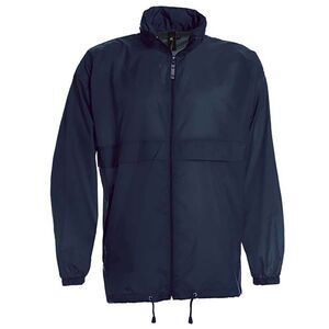 B&C Sirocco Mens Casual Lightweight Showerproof Zip up Rain  Jacket /Coat / Navy